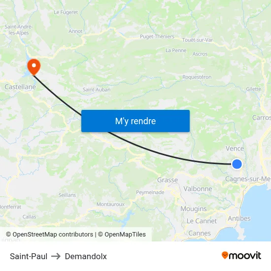 Saint-Paul to Demandolx map