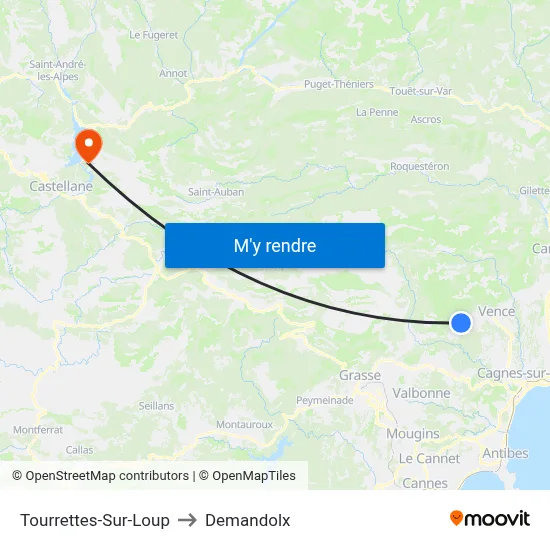 Tourrettes-Sur-Loup to Demandolx map
