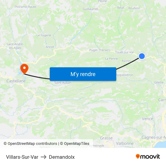 Villars-Sur-Var to Demandolx map
