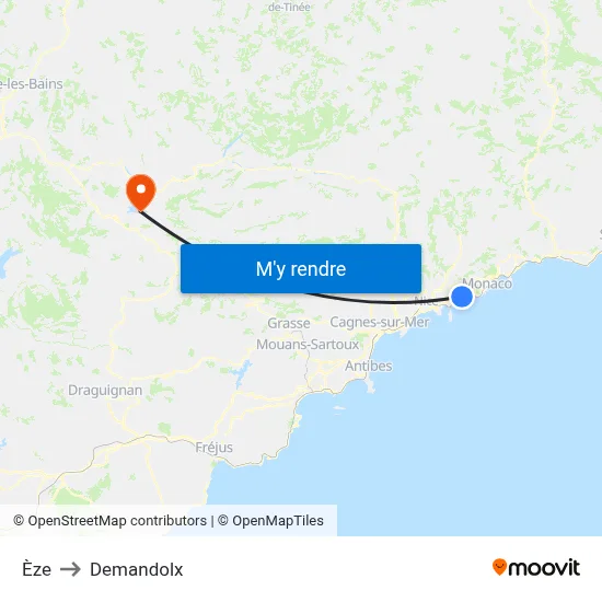 Èze to Demandolx map