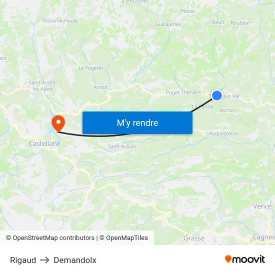 Rigaud to Demandolx map