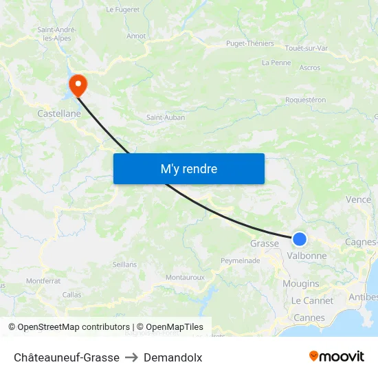 Châteauneuf-Grasse to Demandolx map