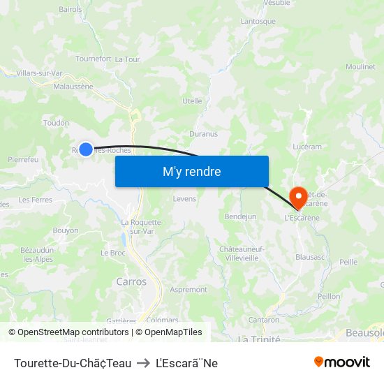 Tourette-Du-Chã¢Teau to L'Escarã¨Ne map