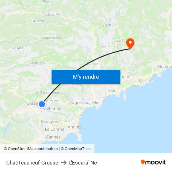 Chã¢Teauneuf-Grasse to L'Escarã¨Ne map