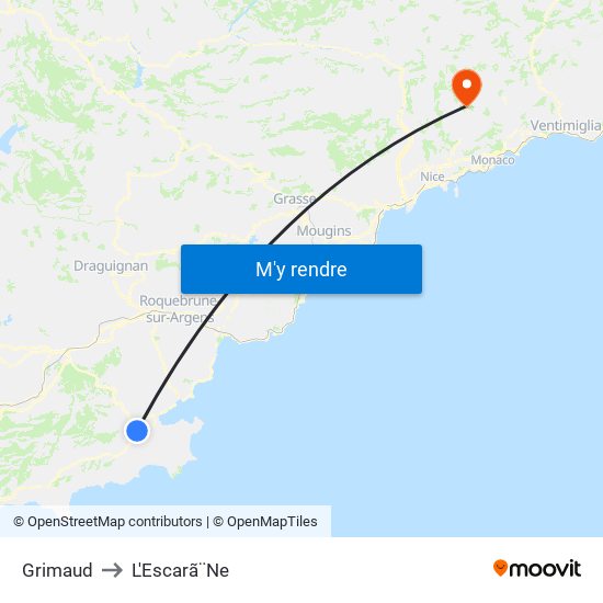 Grimaud to L'Escarã¨Ne map