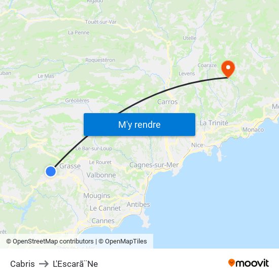 Cabris to L'Escarã¨Ne map
