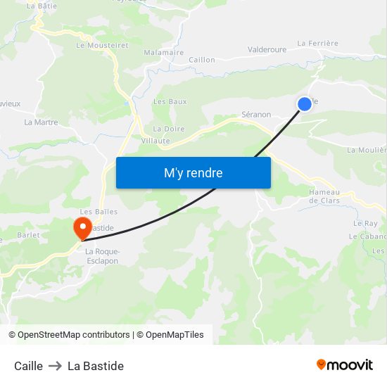 Caille to La Bastide map