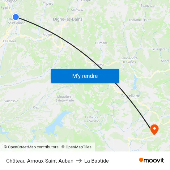 Château-Arnoux-Saint-Auban to La Bastide map