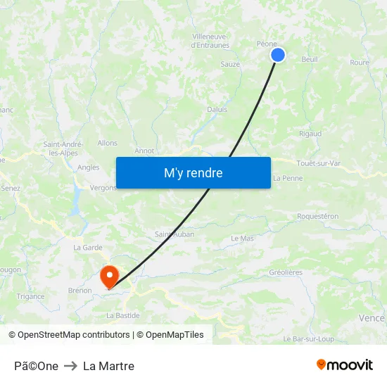 Pã©One to La Martre map