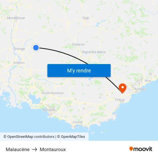 Malaucène to Montauroux map