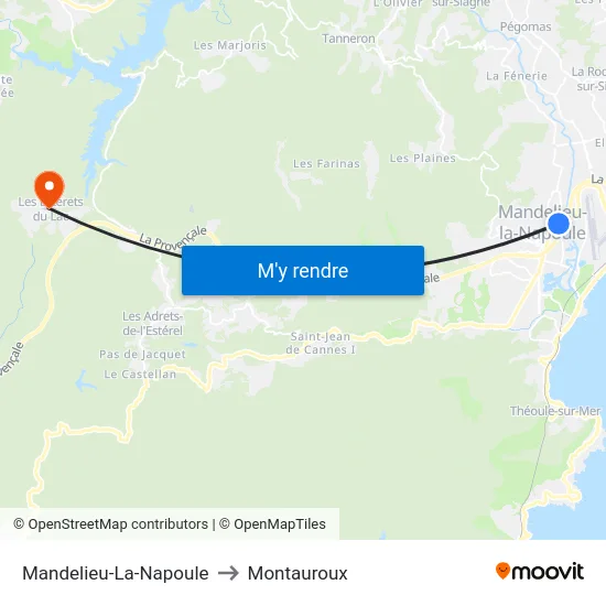 Mandelieu-La-Napoule to Montauroux map