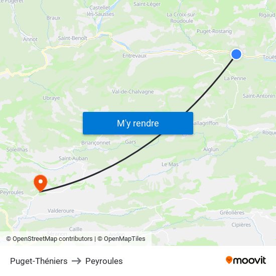 Puget-Théniers to Peyroules map