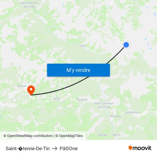 Saint-�Ienne-De-Tin to Pã©One map