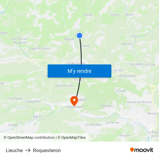 Lieuche to Roquesteron map