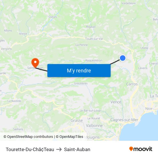 Tourette-Du-Chã¢Teau to Saint-Auban map