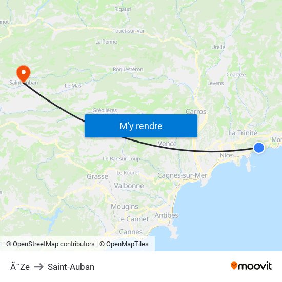 ÃˆZe to Saint-Auban map