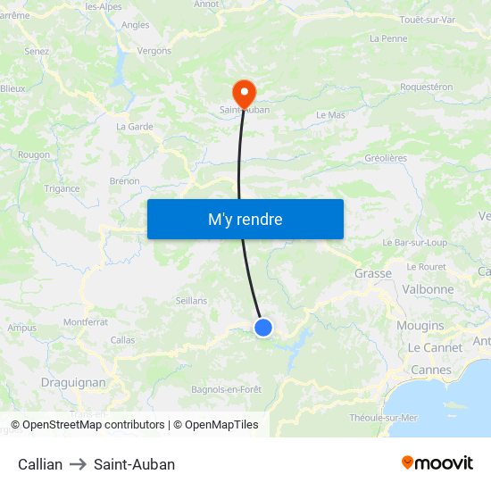 Callian to Saint-Auban map