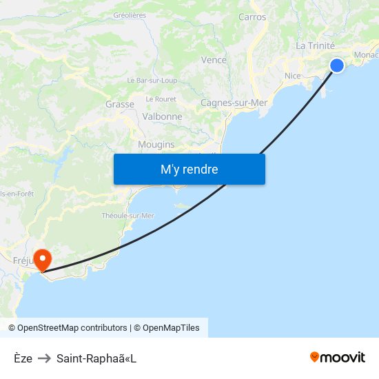 Èze to Saint-Raphaã«L map