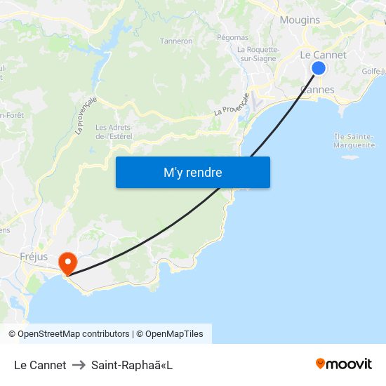 Le Cannet to Saint-Raphaã«L map