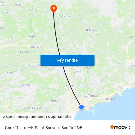 Gare Thiers to Saint-Sauveur-Sur-Tinã©E map