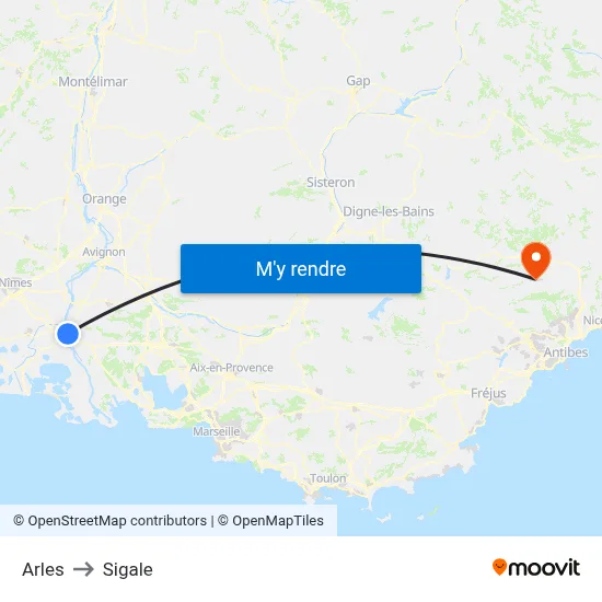 Arles to Sigale map