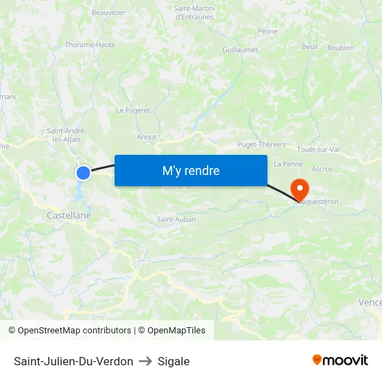 Saint-Julien-Du-Verdon to Sigale map