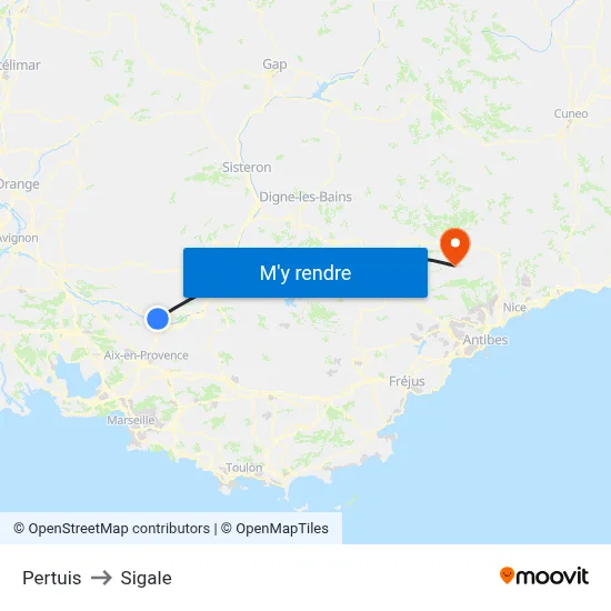 Pertuis to Sigale map