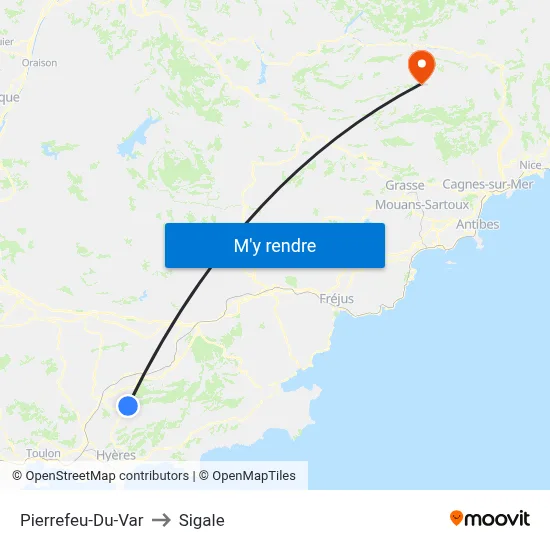 Pierrefeu-Du-Var to Sigale map