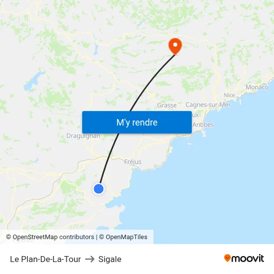 Le Plan-De-La-Tour to Sigale map