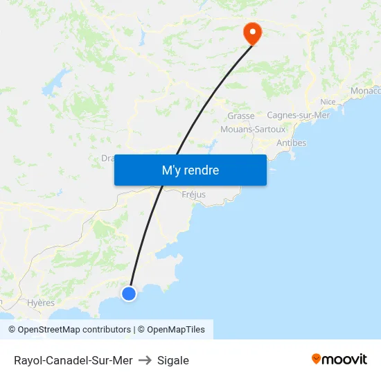 Rayol-Canadel-Sur-Mer to Sigale map