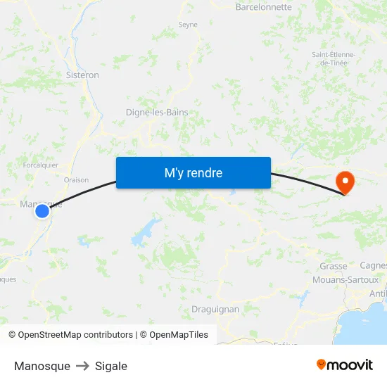 Manosque to Sigale map