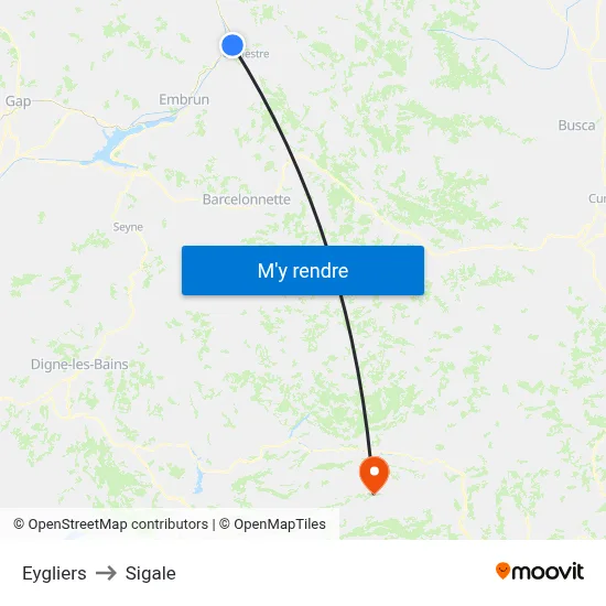 Eygliers to Sigale map