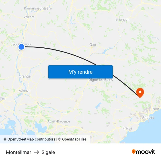 Montélimar to Sigale map
