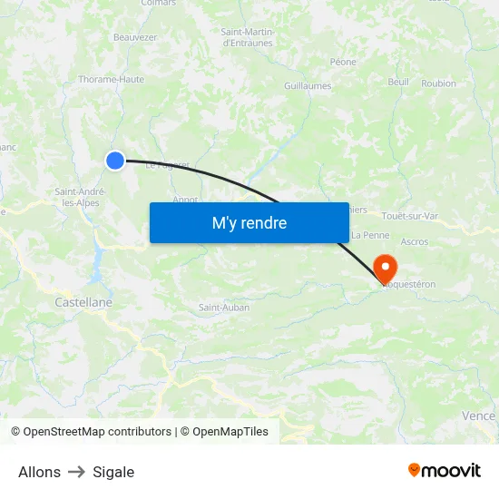 Allons to Sigale map