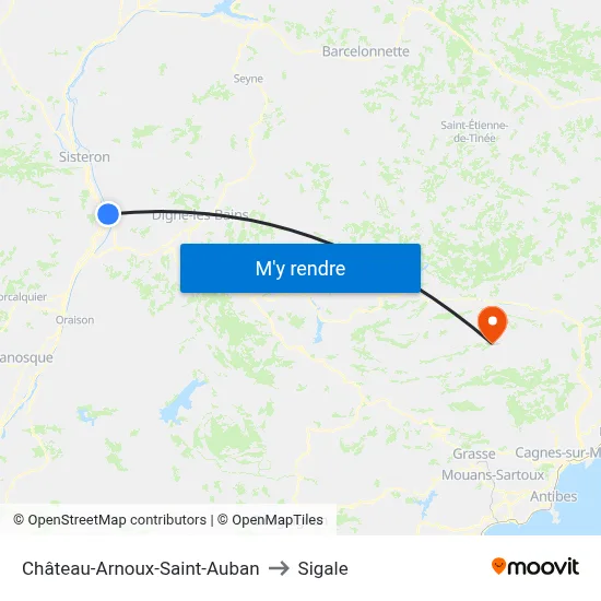 Château-Arnoux-Saint-Auban to Sigale map