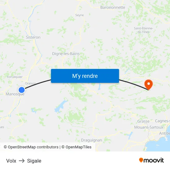 Volx to Sigale map