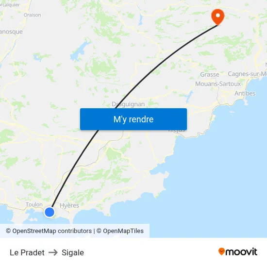 Le Pradet to Sigale map