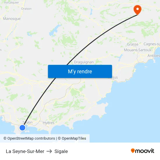 La Seyne-Sur-Mer to Sigale map
