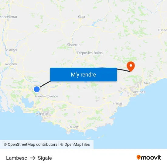 Lambesc to Sigale map