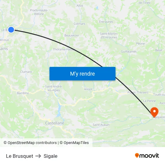 Le Brusquet to Sigale map