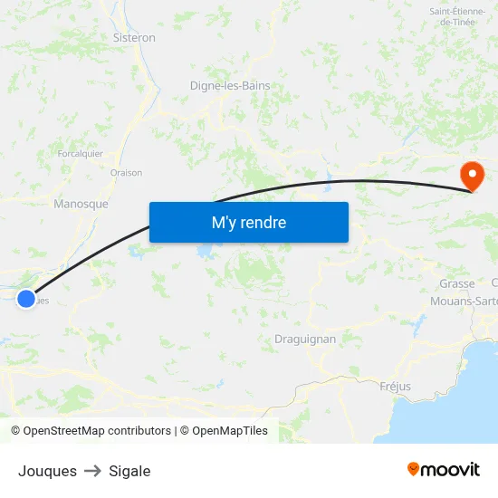 Jouques to Sigale map
