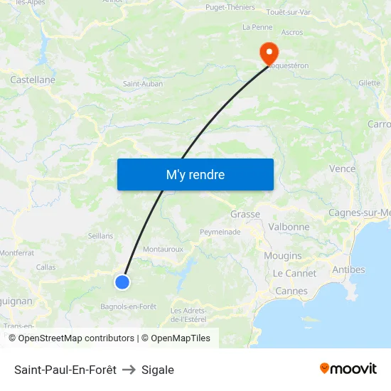 Saint-Paul-En-Forêt to Sigale map