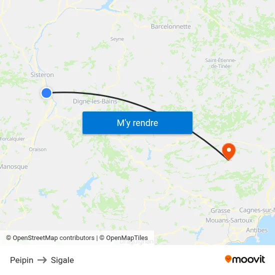 Peipin to Sigale map