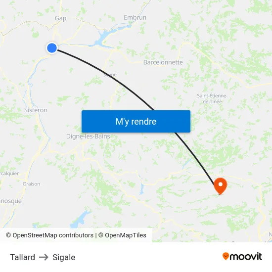 Tallard to Sigale map