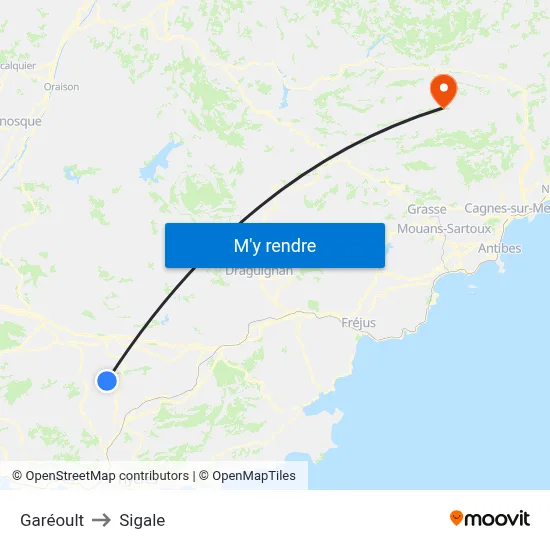 Garéoult to Sigale map