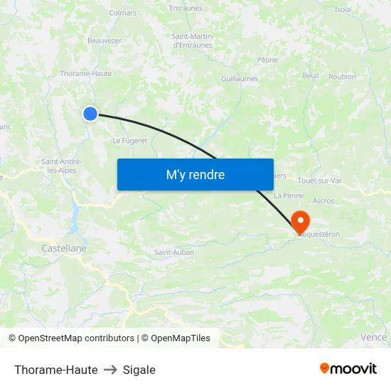 Thorame-Haute to Sigale map