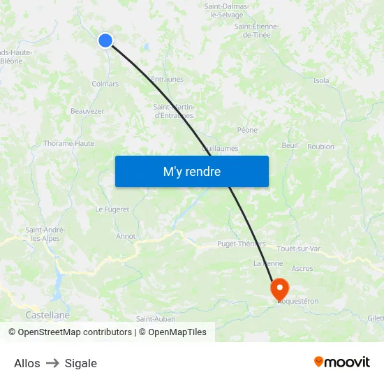 Allos to Sigale map