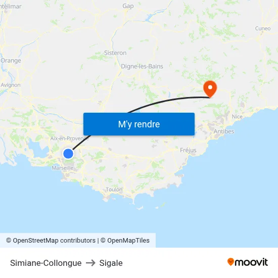 Simiane-Collongue to Sigale map