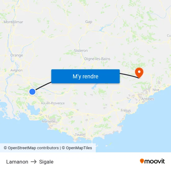 Lamanon to Sigale map