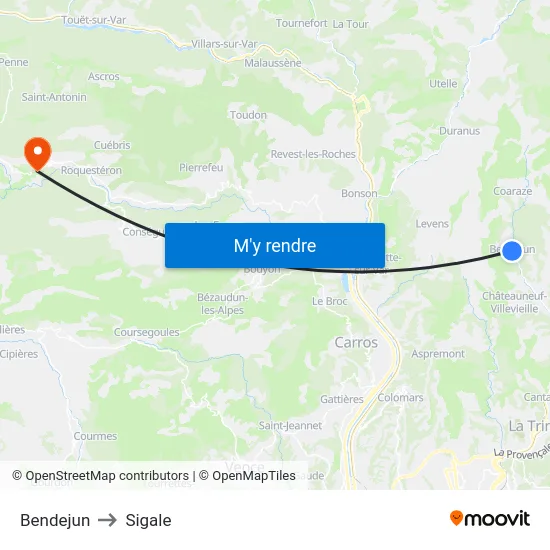 Bendejun to Sigale map